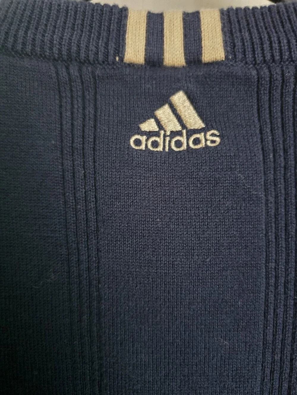 Vintage Adidas Notre Dame Fighting Irish Knit Sweater Vest  Navy Blue Size Large